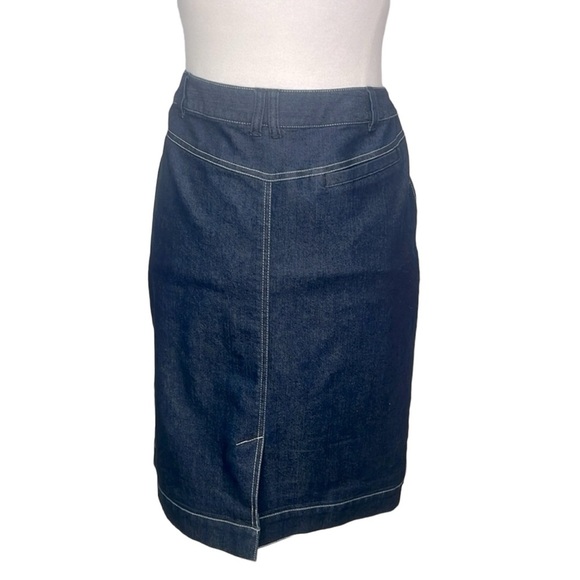 Lafayette 148 New York Toggle Closure Denim Skirt - Picture 3 of 6